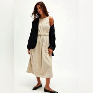 Free People Cream Corduroy Dress